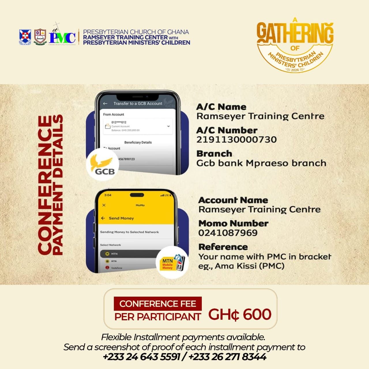 Conference payment details